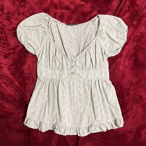 Brandy Melville Eyelet Blair Top | Green